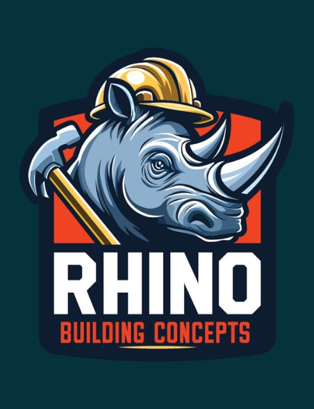 a rhino with a hard hat and hammer